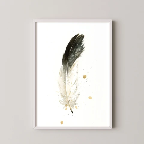 Image of a feather watercolor painting by Shayna Larsen, originals & prints available