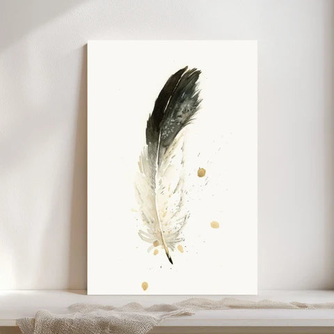 Image of a feather watercolor painting by Shayna Larsen, originals & prints available