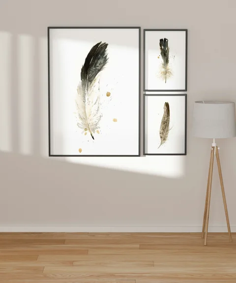 Image of a feather watercolor painting by Shayna Larsen, originals & prints available