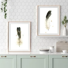 Image of a feather watercolor painting by Shayna Larsen, originals & prints available