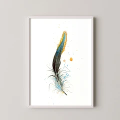 Image of a feather watercolor painting by Shayna Larsen, originals & prints available