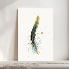 Image of a feather watercolor painting by Shayna Larsen, originals & prints available