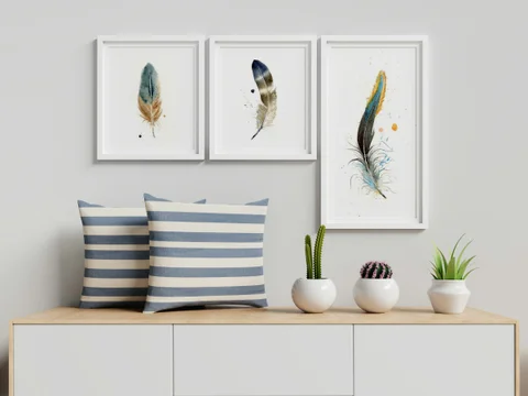 Image of a feather watercolor painting by Shayna Larsen, originals & prints available
