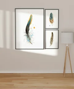 Image of a feather watercolor painting by Shayna Larsen, originals & prints available
