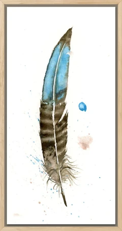 Image of a feather watercolor painting by Shayna Larsen, originals & prints available