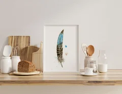 Image of a feather watercolor painting by Shayna Larsen, originals & prints available