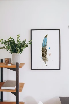 Image of a feather watercolor painting by Shayna Larsen, originals & prints available