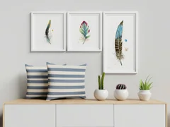 Image of a feather watercolor painting by Shayna Larsen, originals & prints available