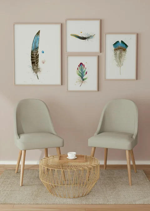 Image of a feather watercolor painting by Shayna Larsen, originals & prints available
