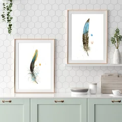Image of a feather watercolor painting by Shayna Larsen, originals & prints available