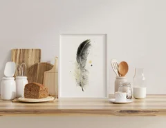 Image of a feather watercolor painting by Shayna Larsen, originals & prints available