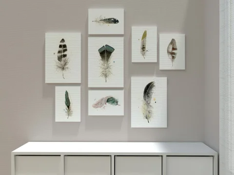 Image of a feather watercolor painting by Shayna Larsen, originals & prints available