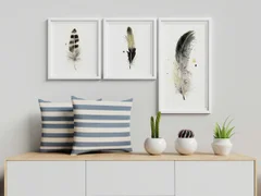 Image of a feather watercolor painting by Shayna Larsen, originals & prints available