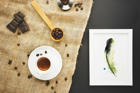 Image of a feather watercolor painting by Shayna Larsen, originals & prints available