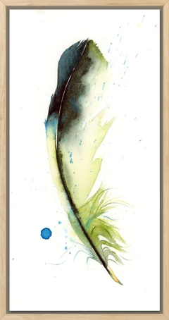 Image of a feather watercolor painting by Shayna Larsen, originals & prints available