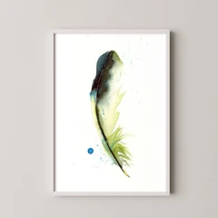 Image of a feather watercolor painting by Shayna Larsen, originals & prints available