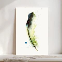 Image of a feather watercolor painting by Shayna Larsen, originals & prints available
