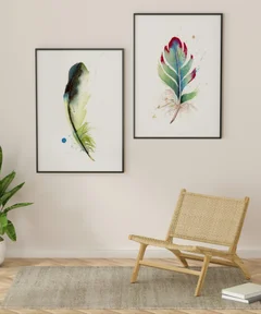 Image of a feather watercolor painting by Shayna Larsen, originals & prints available