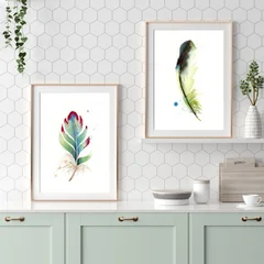 Image of a feather watercolor painting by Shayna Larsen, originals & prints available