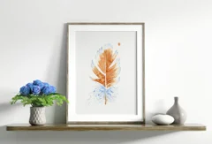 Image of a feather watercolor painting by Shayna Larsen, originals & prints available