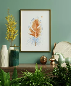 Image of a feather watercolor painting by Shayna Larsen, originals & prints available