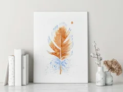 Image of a feather watercolor painting by Shayna Larsen, originals & prints available