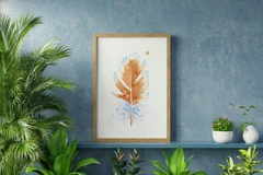 Image of a feather watercolor painting by Shayna Larsen, originals & prints available