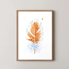 Image of a feather watercolor painting by Shayna Larsen, originals & prints available