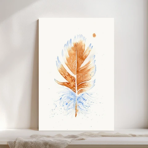 Image of a feather watercolor painting by Shayna Larsen, originals & prints available