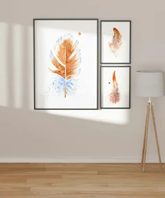 Image of a feather watercolor painting by Shayna Larsen, originals & prints available