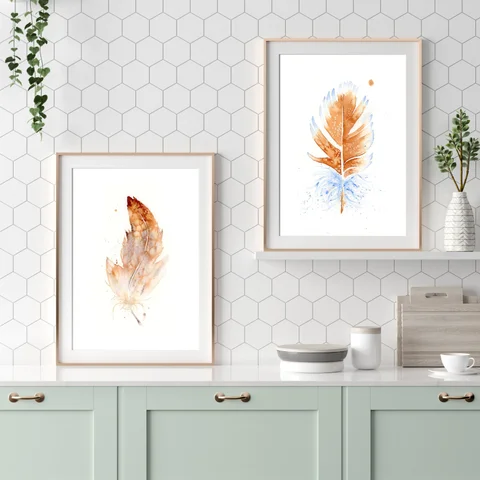 Image of a feather watercolor painting by Shayna Larsen, originals & prints available