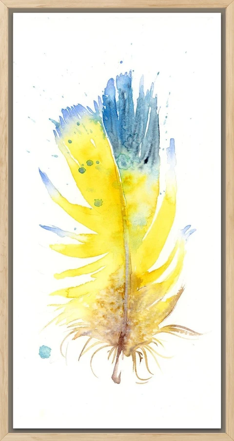 Image of a feather watercolor painting by Shayna Larsen, originals & prints available