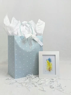 Image of a feather watercolor painting by Shayna Larsen, originals & prints available