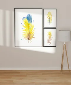 Image of a feather watercolor painting by Shayna Larsen, originals & prints available