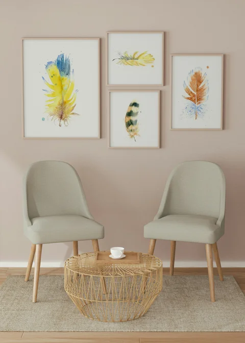 Image of a feather watercolor painting by Shayna Larsen, originals & prints available