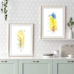Image of a feather watercolor painting by Shayna Larsen, originals & prints available