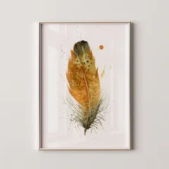 Image of a feather watercolor painting by Shayna Larsen, originals & prints available
