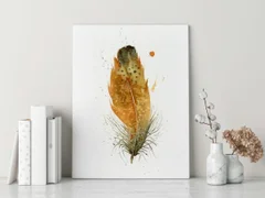 Image of a feather watercolor painting by Shayna Larsen, originals & prints available