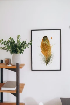 Image of a feather watercolor painting by Shayna Larsen, originals & prints available
