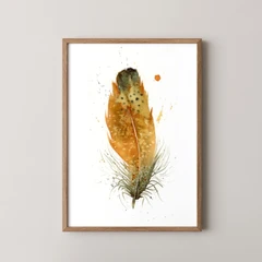 Image of a feather watercolor painting by Shayna Larsen, originals & prints available