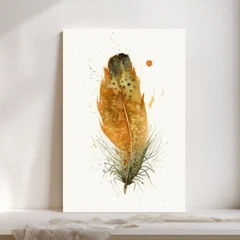 Image of a feather watercolor painting by Shayna Larsen, originals & prints available