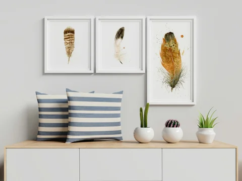 Image of a feather watercolor painting by Shayna Larsen, originals & prints available