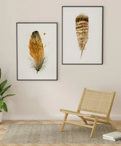 Image of a feather watercolor painting by Shayna Larsen, originals & prints available