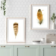 Image of a feather watercolor painting by Shayna Larsen, originals & prints available