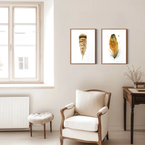 Image of a feather watercolor painting by Shayna Larsen, originals & prints available