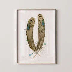 Image of a feather watercolor painting by Shayna Larsen, originals & prints available