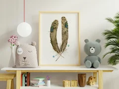 Image of a feather watercolor painting by Shayna Larsen, originals & prints available