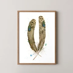 Image of a feather watercolor painting by Shayna Larsen, originals & prints available