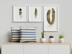Image of a feather watercolor painting by Shayna Larsen, originals & prints available
