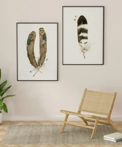 Image of a feather watercolor painting by Shayna Larsen, originals & prints available